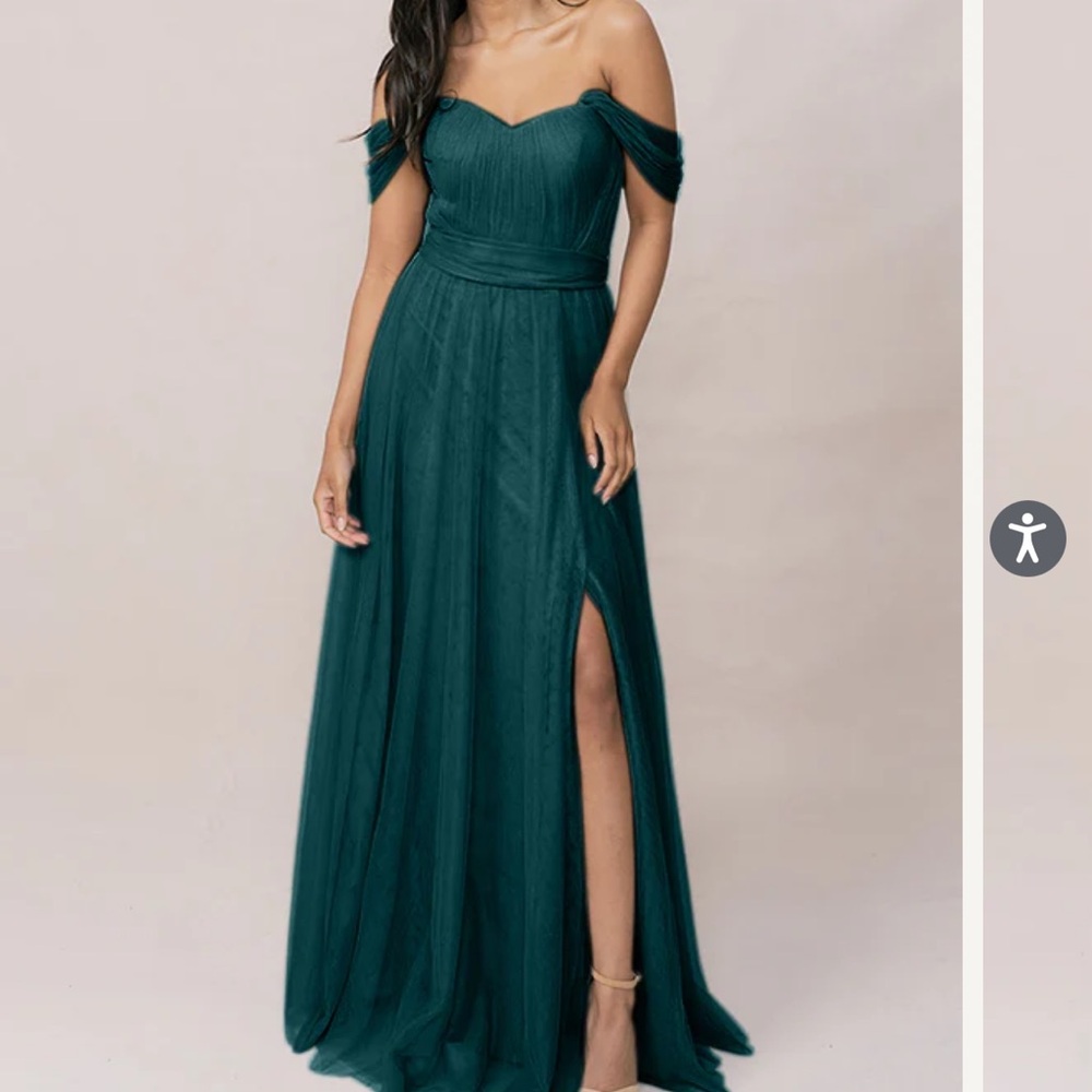 Elegant Teal Off-Shoulder Evening Gown
